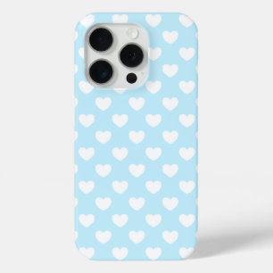 Lovely Light Blue Colour With Hearts  iPhone 15 Pro Case