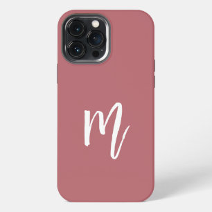 Lovely light burgundy with Stylish text Initial iPhone 13 Pro Max Case