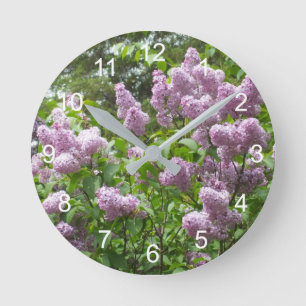 Lovely Lilac Flowers Round Clock