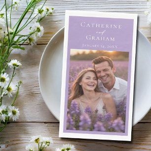 Lovely Lilac Purple Wedding Personalized Photo Napkin