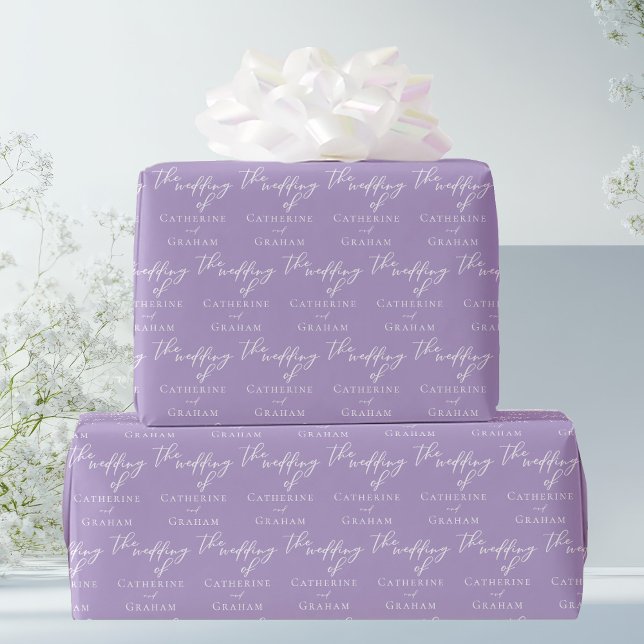 Lovely Lilac Purple White Personalized Wedding Wrapping Paper (Creator Uploaded)