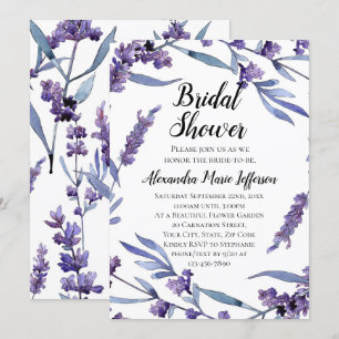 Lovely Lilac Watercolor Elegant Bridal Shower Invitation