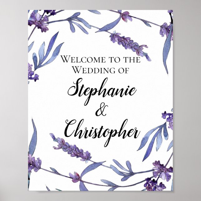 Lovely Lilac Watercolor Elegant Wedding Welcome Poster (Front)