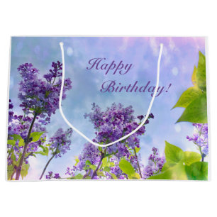 Lovely Lilacs Happy Birthday Large Gift Bag
