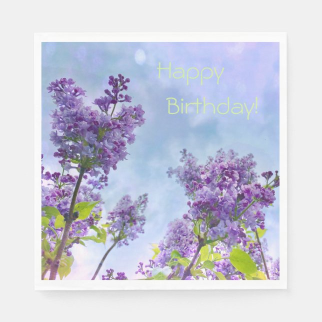Lovely Lilacs Happy Birthday Napkin (Front)