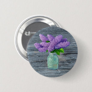 Lovely Lilacs In Rustic Mason Jar 2 Inch Round Button