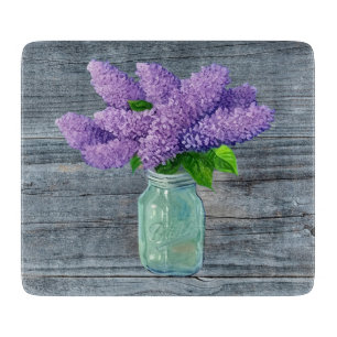 Lovely Lilacs  In Rustic Mason Jar Cutting Board