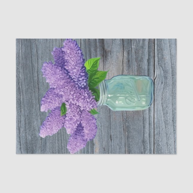 Lovely Lilacs  In Rustic Mason Jar Tissue Paper (Front)