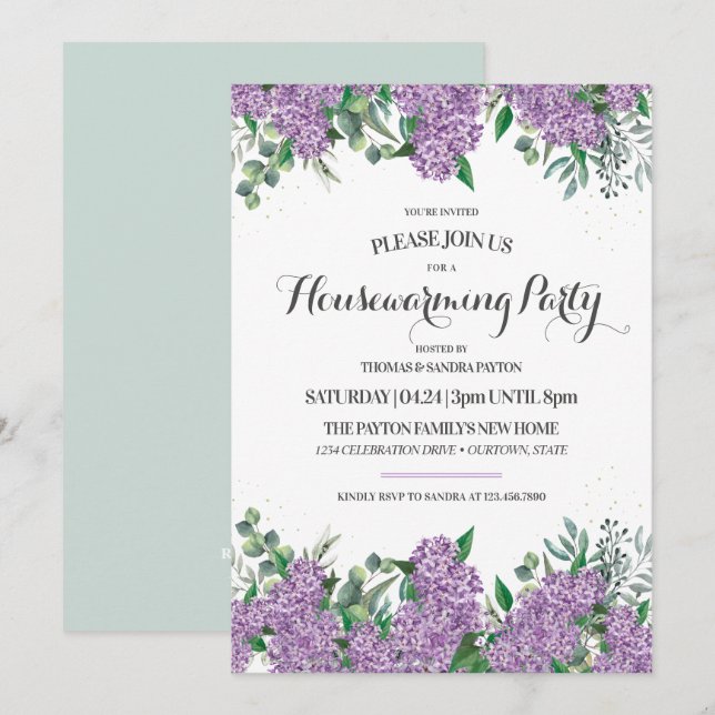 Lovely Lilacs Spring Housewarming Party Invitation (Front/Back)