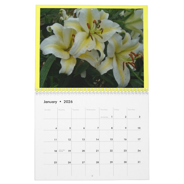 Lovely Lilies Calendar- change the year as desired Calendar (Jan 2026)