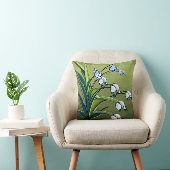 Lovely Lily: Delicate Dance of Springtime Serenity Throw Pillow (Chair)