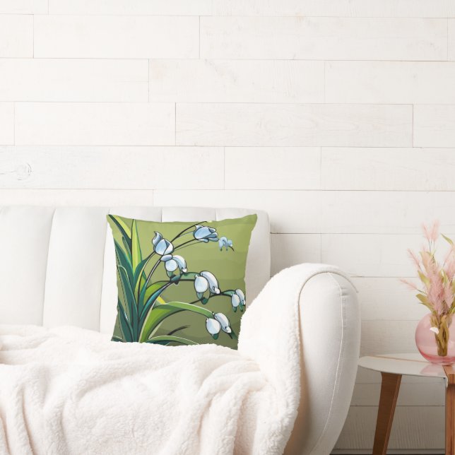 Lovely Lily: Delicate Dance of Springtime Serenity Throw Pillow (Couch)