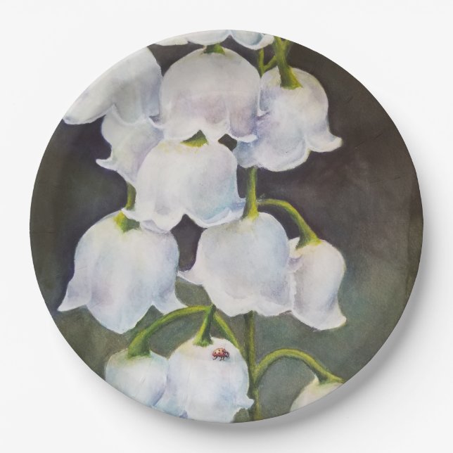 LOVELY LILY OF THE VALLEY FLOWERS SPRING PARTY PAPER PLATE (Front)