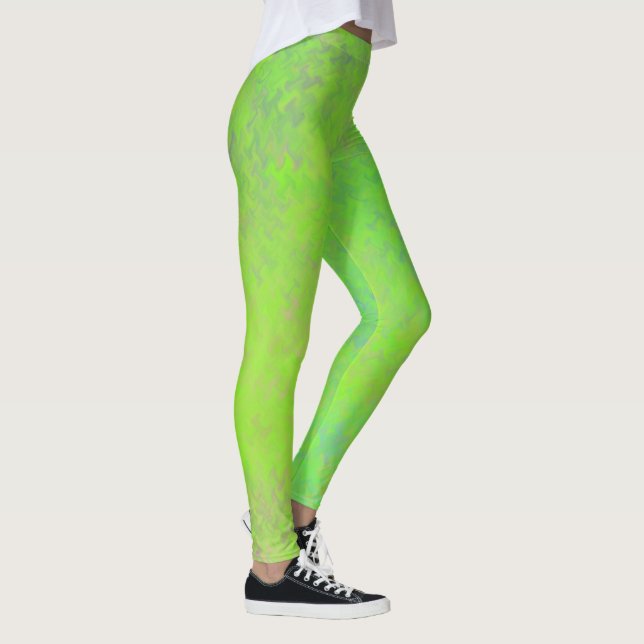 Lovely Lime Green Marbled Art Pattern Leggings (Right)