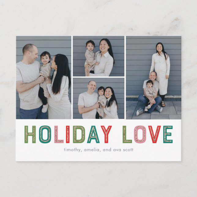 Lovely Lines EDITABLE COLOR Holiday Card Postcard (Front)
