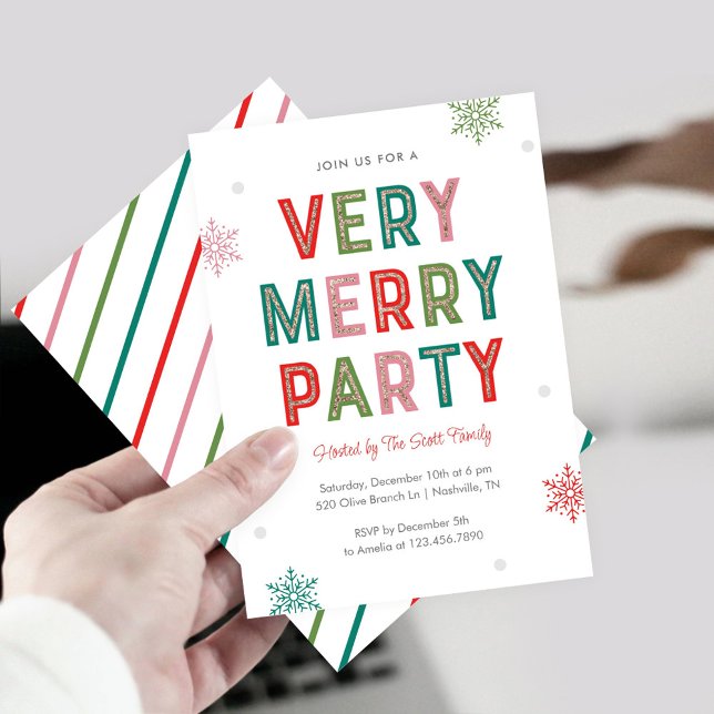 Lovely Lines Very Merry Party Holiday Invitation (Créateur téléchargé)