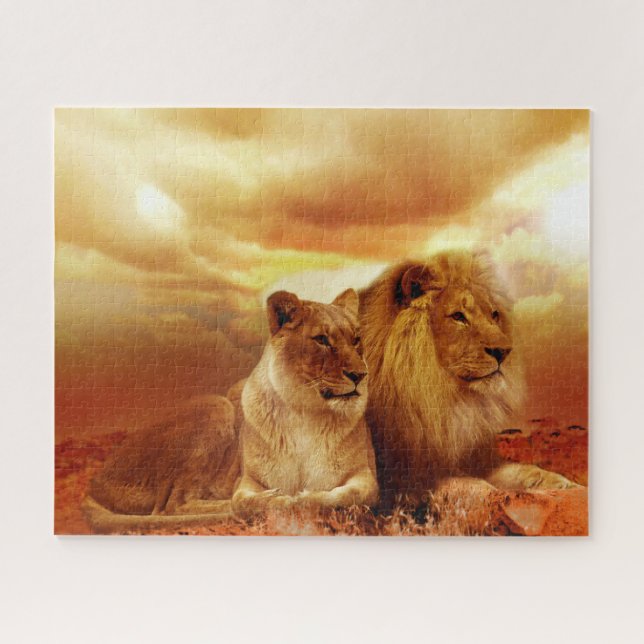 Lovely Lion Couple, Jigsaw Puzzle (Horizontal)