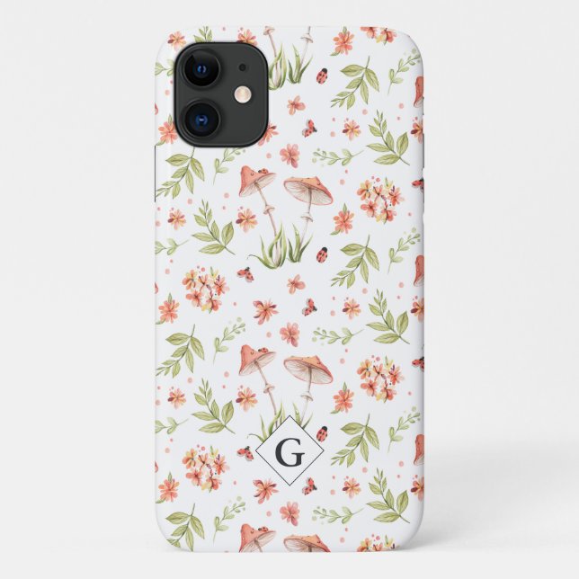Lovely Little Ladybugs Floral | Monogram Case-Mate iPhone Case (Back)