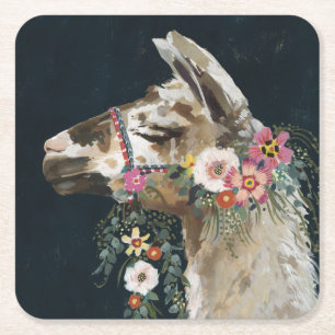 Lovely Llama Square Paper Coaster