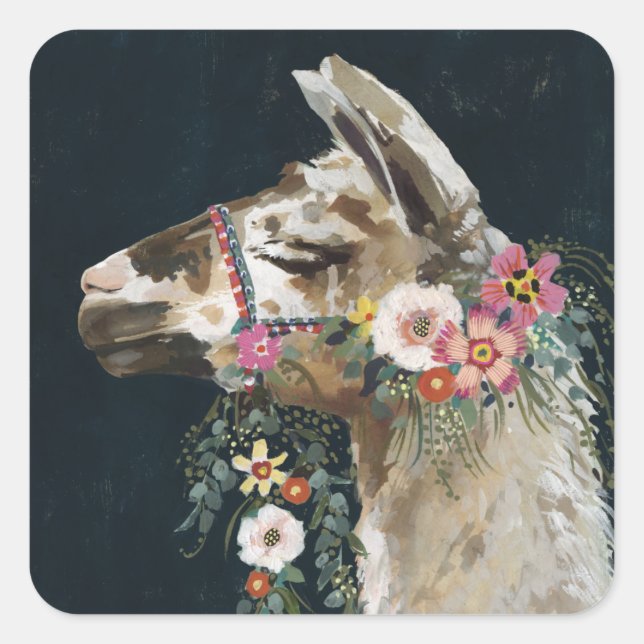 Lovely Llama Square Sticker (Front)
