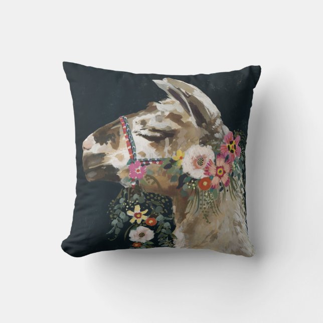 Lovely Llama Throw Pillow (Front)