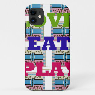 Lovely Love Eat Play Hakuna Matata Kenya shield gi iPhone 11 Case