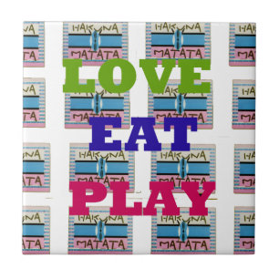 Lovely Love Eat Play Hakuna Matata Kenya shield gi Tile