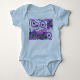 Lovely Love Heart Motif Art Print Baby Bodysuit