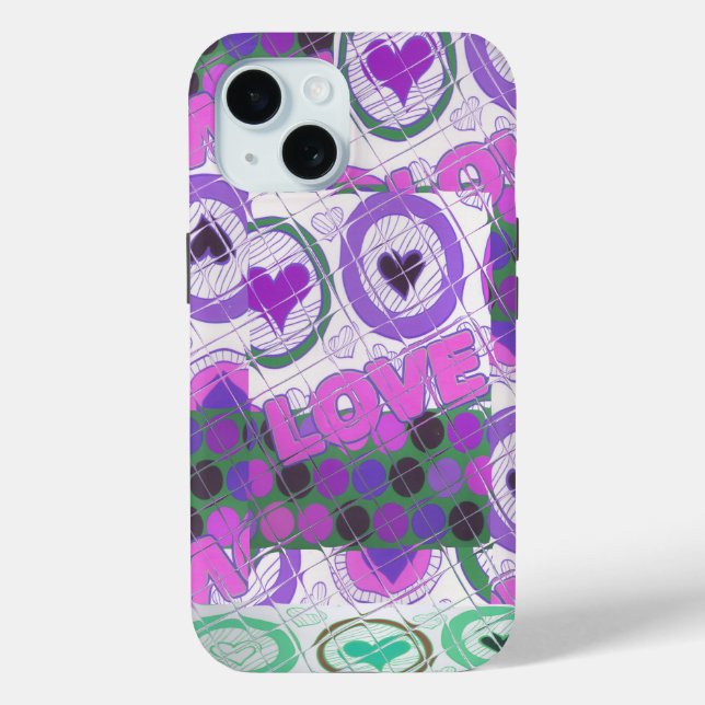Lovely Love Heart Motif Art Print Case-Mate iPhone Case (Back)