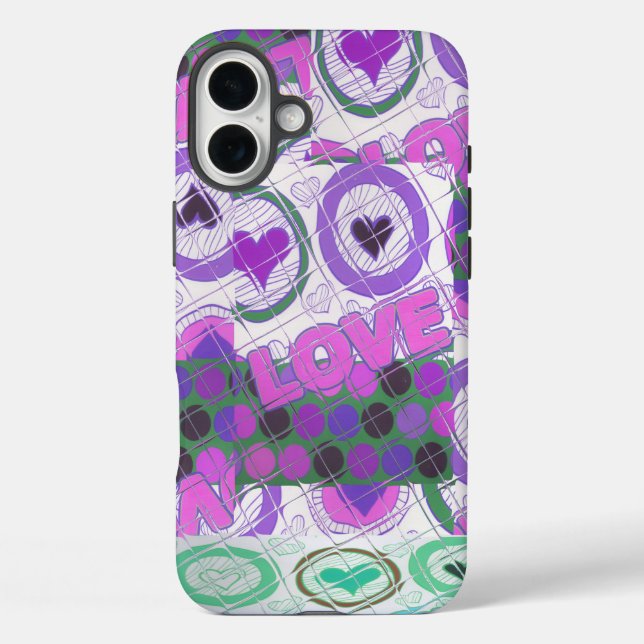 Lovely Love Heart Motif Art Print Case-Mate iPhone Case (Back)