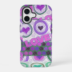 Lovely Love Heart Motif Art Print iPhone 16 Case