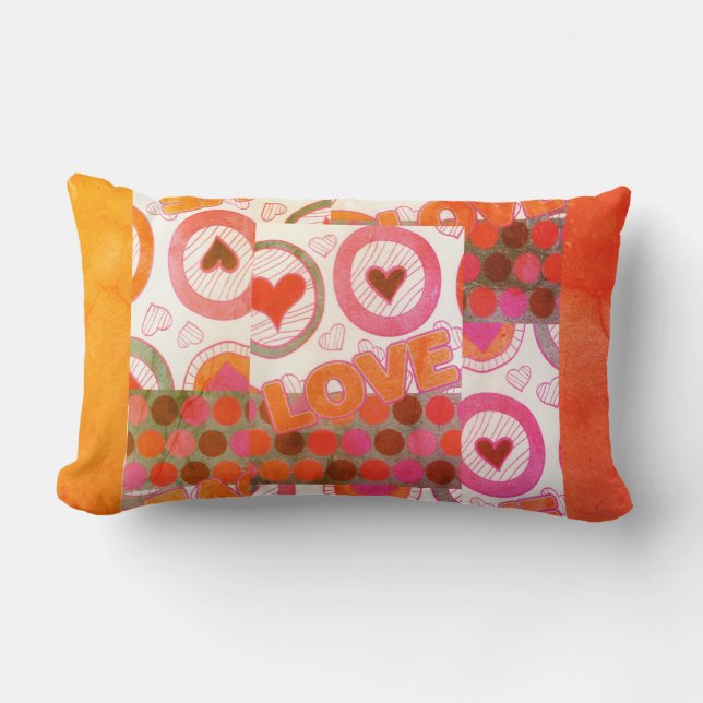 Lovely Love Heart Motif Art Print Lumbar Pillow (Front)