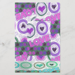 Lovely Love Heart Motif Art Print Stationery