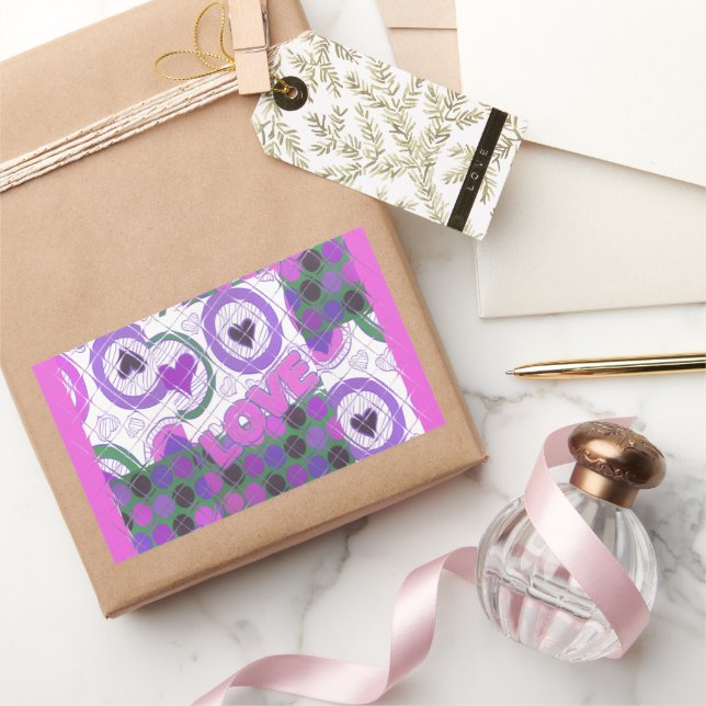 Lovely Love Heart Motif Art Print Sticker (Gifting)