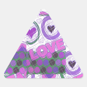 Lovely Love Heart Motif Art Print Triangle Sticker