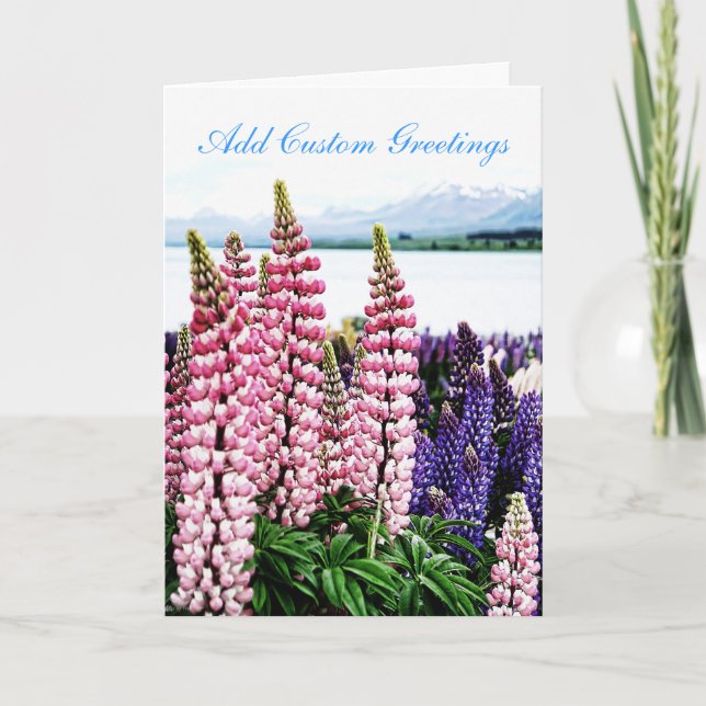 Lovely Lupins Custom Greeting Card (Front)