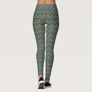 Lovely Mandala Forest Green Abstract Geometric DIY Leggings