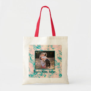Lovely Marble Best Mom Ever Pink and Blue Tote Bag