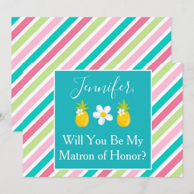 Lovely Matron of Honour Pineapple Proposal Invitation (Front/Back)