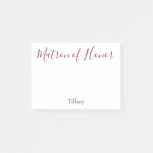 Lovely Matron of Honour White and Burgundy Post-it Notes