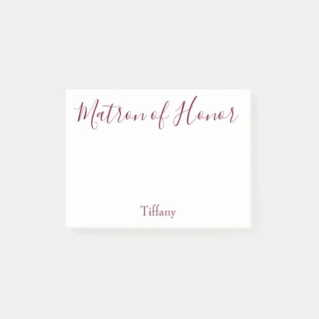Lovely Matron of Honour White and Burgundy Post-it Notes (Front)