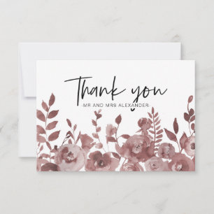 Lovely Mauve Watercolor Blooms Thank You Card