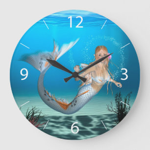Lovely Mermaid Large Clock