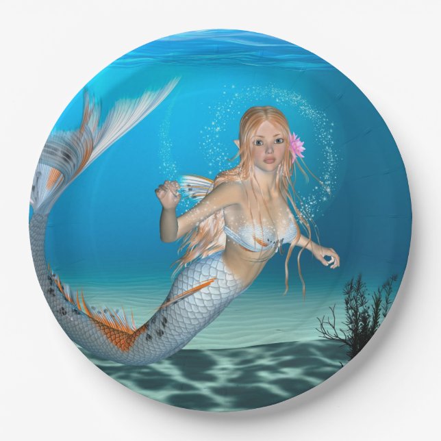 Lovely Mermaid Paper Plate (Front)
