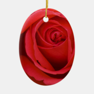 Lovely Merry Red Rose Ceramic Ornament