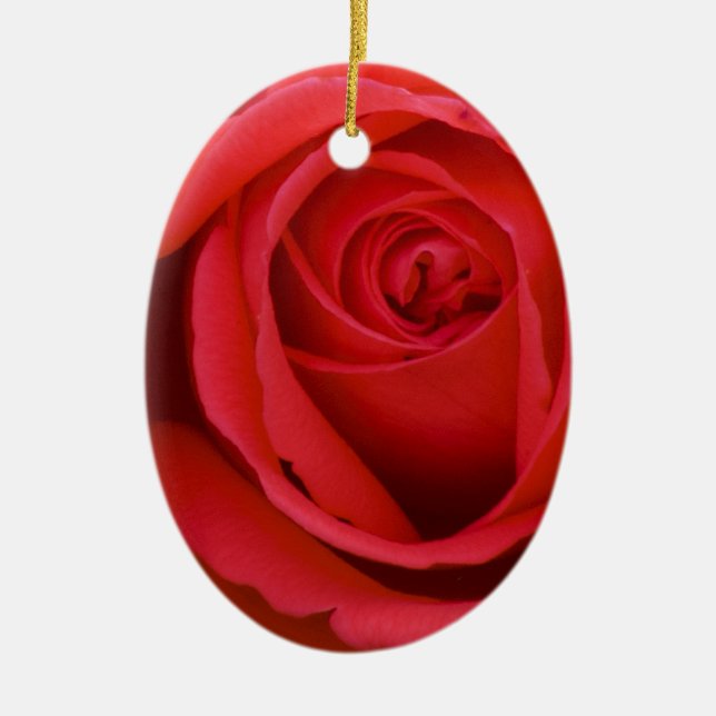 Lovely Merry Red Rose Ceramic Ornament (Front)