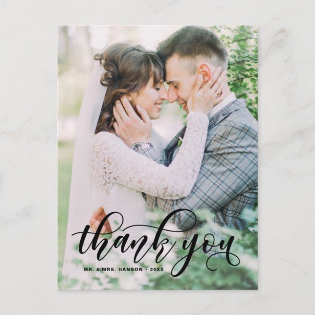 Lovely Modern Calligraphy Wedding Thank You III Postcard (Front)
