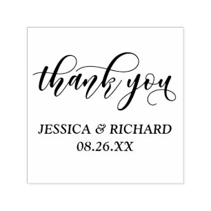 Lovely Modern Calligraphy Wedding Thank You Self-inking Stamp