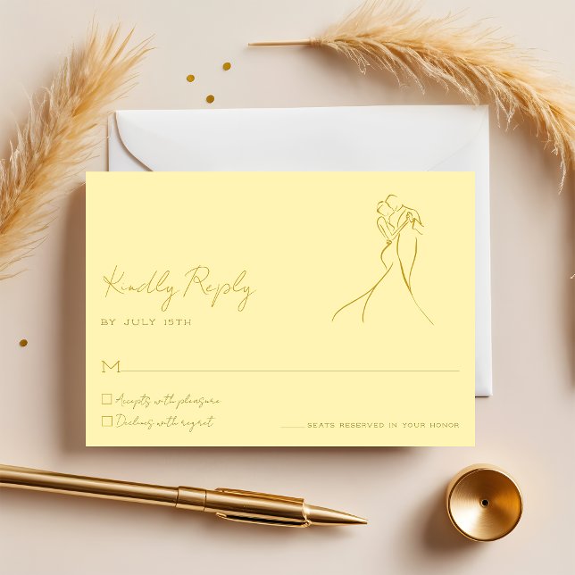 Lovely Modern Script Butter Yellow Wedding RSVP (Créateur téléchargé)