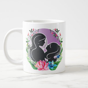 Lovely Mom And Daughter with colourful flowers Large Coffee Mug